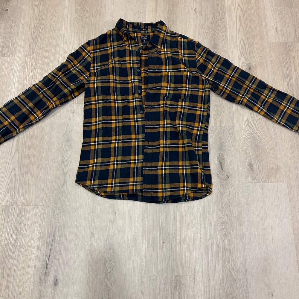 J. Crew Blue and Yellow Plaid Flannel Shirt